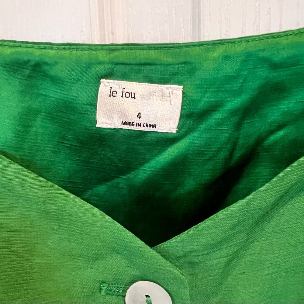 Aritzia Le Fou Wilfred NWOT Michalina Green Dress  Linen Blend Size 4 - Picture 7 of 17
